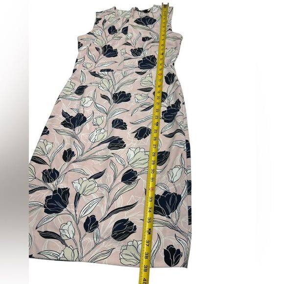 Banana Republic Light Pink Black White Floral Sleeveless Sheath Dress knee - Picture 9 of 9